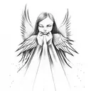 angel with a crying eye tattoo design idea