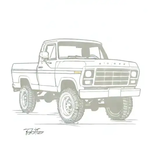 1979 ford truck front view tattoo design idea