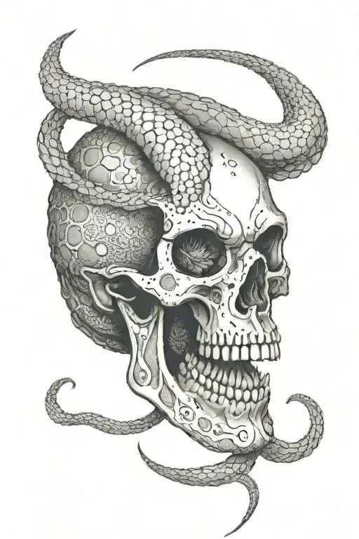 viper coiled skull tattoo design idea