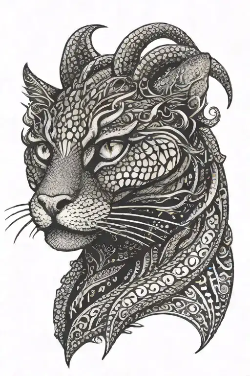 Viper Head Cat pierced tattoo design idea