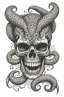 viper coiled skull tattoo design idea