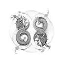 2 dragon yin yang long tattoo design idea