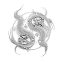 2 dragon yin yang long tattoo design idea