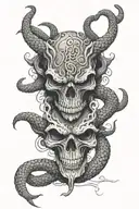 viper coiled through skull tattoo design idea