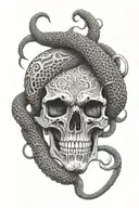 viper coiled skull tattoo design idea
