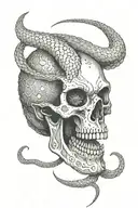 viper coiled skull tattoo design idea