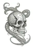 viper coiled skull tattoo design idea