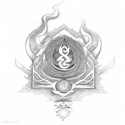 awen and four elements tattoo design idea