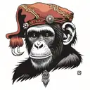 chimpanzee in a turkish fez hat tattoo design idea