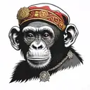 chimpanzee in a turkish fez hat tattoo design idea