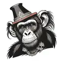 chimpanzee in a turkish fez hat tattoo design idea