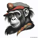 chimpanzee in a turkish fez hat tattoo design idea