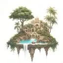 Hanging Gardens of Babylon tattoo design idea