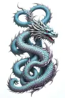 Color scheme: black, white, blue, purple   Placement: on shoulder, chest, and back   3d Design: composed of 2 dragons wi tattoo design idea