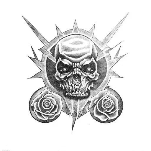 guns n roses and ac/dc and metallica tattoo design idea