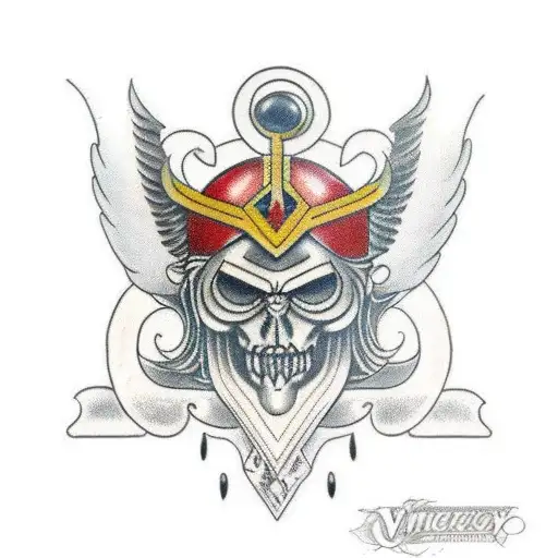 odin winged helmet tattoo design idea
