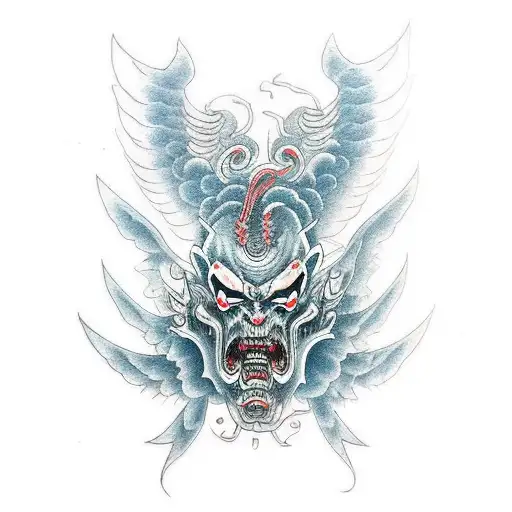 demon with wings tattoo design idea