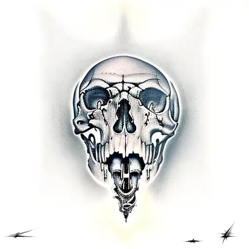 h.r. giger skull large detailed tattoo design idea