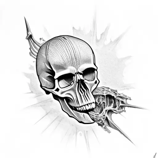 skull missing jaw giger  tattoo design idea
