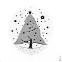 tree with stars a magpie, 06.08.2022. pacman. james. katie half sleeve tattoo design idea
