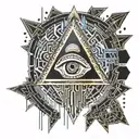 Gold silver and black melting and bleeding beating heart. All seeing eye, crystals and gemstones tattoo design idea