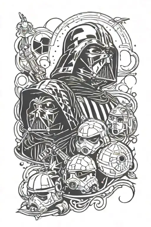 Star Wars empire theme sleeve tattoo design idea