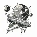 blobs of space themes and clouds  tattoo design idea