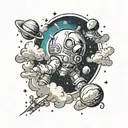 blobs of space themes and clouds  tattoo design idea