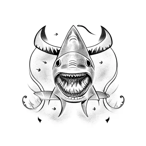 Shark with trident tattoo design idea
