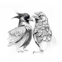 two ravens back to back Norse mythology  tattoo design idea