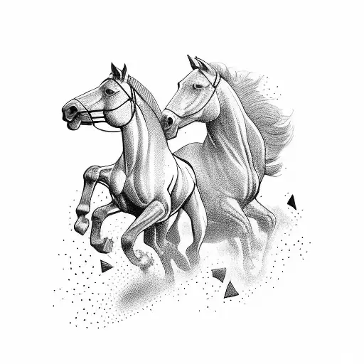 horses running tattoo design idea