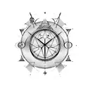 Celestial scene with the zodiac signs Sagittarius and Libra and the names Jules and Louna incorporated in a creative way tattoo design idea