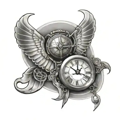 clock, scarab, horos eye tattoo design idea