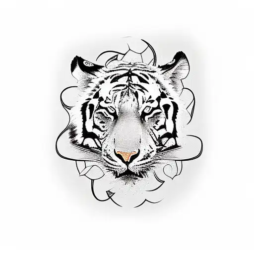 generate a sleeve tattoo featuring a tiger with 3 cubs intertwined with roses and a flatearth theme tattoo design idea