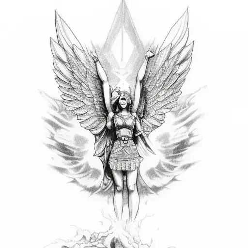 leg sleeve that has guardian angel, and biblical ideas tattoo design idea