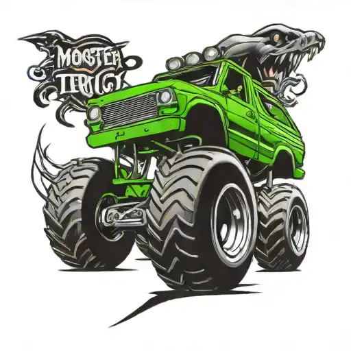 monster truck grave digger tattoo design idea