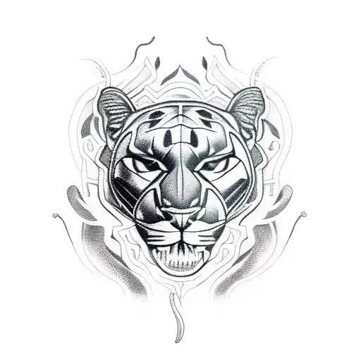 Panther in rainforest with scorpions on the ground tattoo design idea