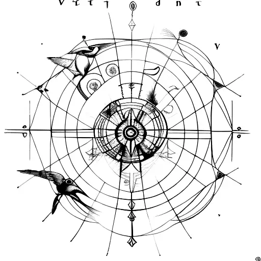 da Vinci, geometric, birds, vituvian man, codex  tattoo design idea