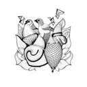  birds, acorn tattoo design idea