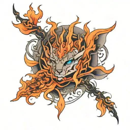ember of fire in a stone tattoo design idea