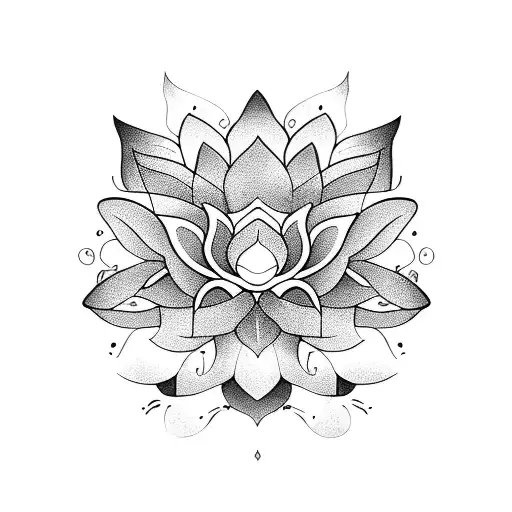 A serene lotus flower floating on a sea of balance scales tattoo design idea