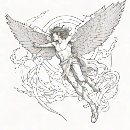 myth icarus falling tattoo design idea