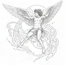 myth icarus falling tattoo design idea