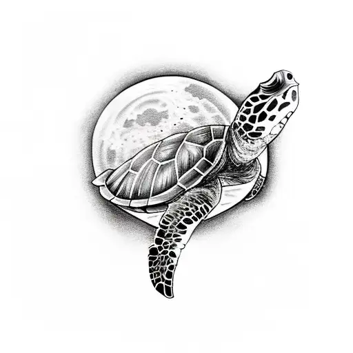 moon turtle lighthouse tattoo design idea