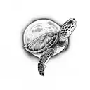 moon turtle lighthouse tattoo design idea