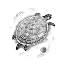 moon turtle lighthouse tattoo design idea