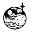 moon turtle lighthouse tattoo design idea