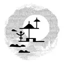 moon turtle lighthouse tattoo design idea