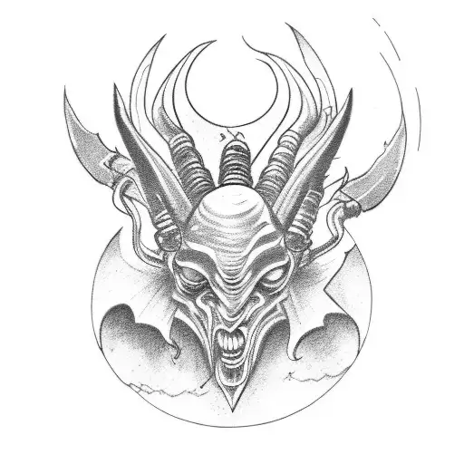 baphomet cyberpunk tattoo design idea
