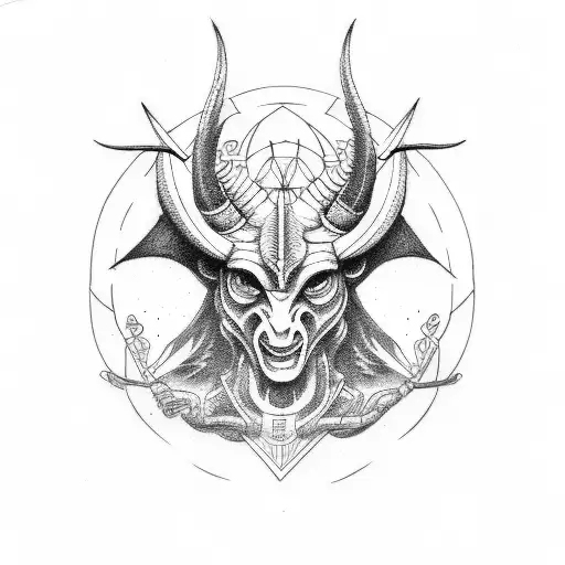 baphomet cyberpunk tattoo design idea